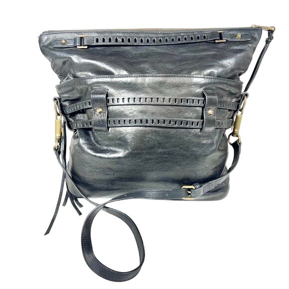 Joelle Hawkens Victory Folder Shoulder Bag Purse Black Leather Convertible - Picture 3 of 15